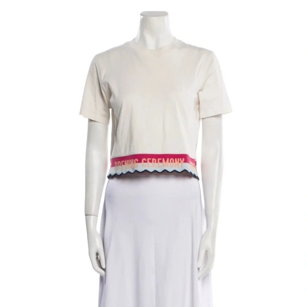 Opening Ceremony White Logo Hem Cropped Tee Size L NWT - Picture 7 of 7